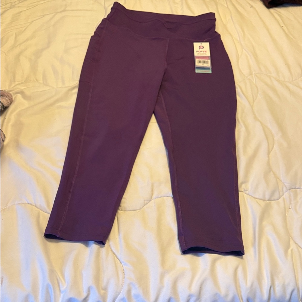 POP Fit Purple Capri Leggings for Women
